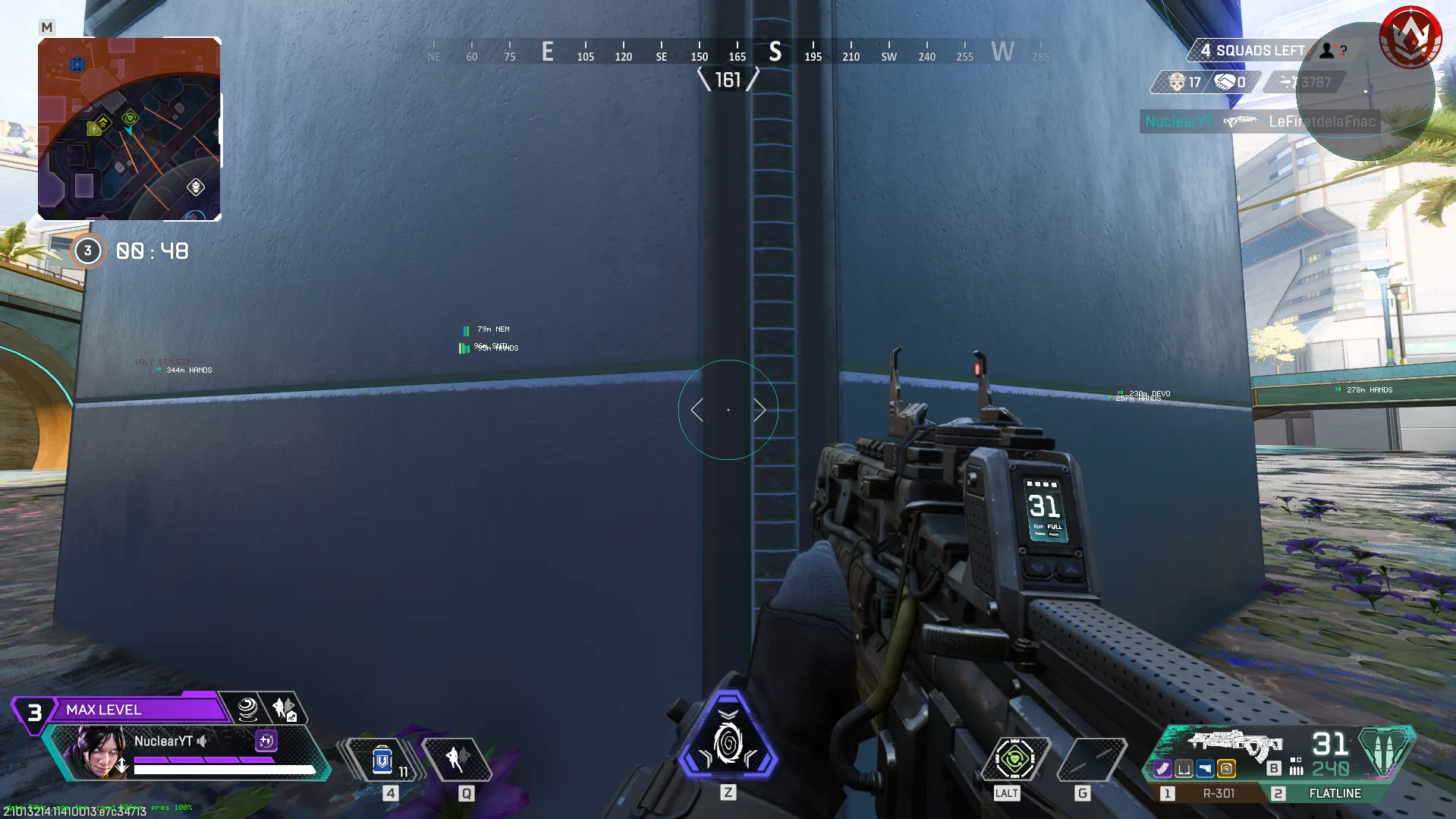 Nuclear cheat menu open in-game in Apex Legends